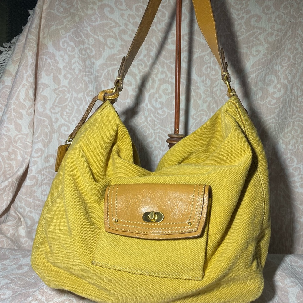 Liz Claiborne Golden Yellow Canvas Hobo Bag